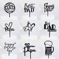 Camilla Neues Design Happy Father's Day Bester Papa der Welt Gold Schwarz Acryl Quadratischer Cake Topper für Cupcakes & Eiscreme