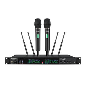 ميكروفون لاسلكي ثنائي القناة للأداء والخطابة، ميكروفون ديناميكي متعدد الاتجاهات، ميكروفون معدني بتنوع حقيقي - Product Image 1