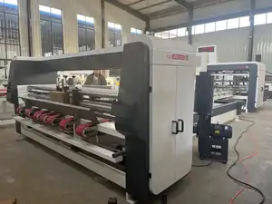 Corrugated Cardboard Automatic Folder Gluer Machine Making Corrugated Carton