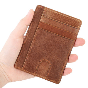 RFID Blocking <strong>Small</strong> <strong>Cards</strong> Holder Vintage Genuine Leather Slim Credit <strong>Cards</strong> <strong>Wallet</strong> - Product Image 5