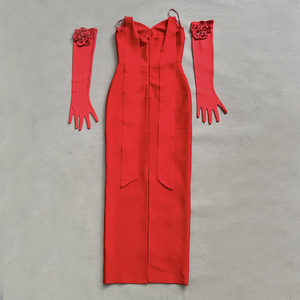 Robe longue élégante rouge à col halter, robe <span class=keywords><strong>de</strong></span> <span class=keywords><strong>soirée</strong></span> <span class=keywords><strong>de</strong></span> luxe pour femmes avec fleurs 3D, dos nu, nœud, robe <span class=keywords><strong>de</strong></span> <span class=keywords><strong>soirée</strong></span> formelle avec longues manches - Product Image 6