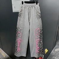 SEMETAL Custom Leopard Printed Stacked Jogging Pants Heavyweight Cotton Flared Baggy Track Pants Oversized Men Sweatpants