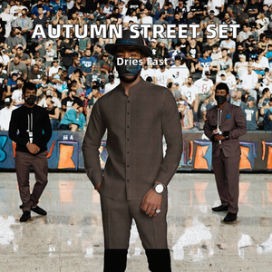 남자의 캐주얼 가을 동물 니트 스트리트 스타일 티셔츠 바지 세트 긴 소매 디지털 인쇄 야외 스포츠 빈티지 2 조각 - Product Image 2