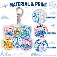 Porte-clés personnalisés en acrylique, 16 pièces, avec autocollants de voyage sur le thème des panneaux routiers d'aventure et de direction, vente en gros, souvenir