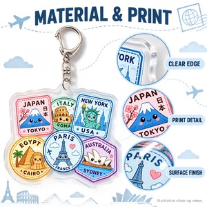Porte-clés personnalisés en acrylique, 16 pièces, avec autocollants <span class=keywords><strong>de</strong></span> voyage sur le thème des panneaux routiers d'aventure et <span class=keywords><strong>de</strong></span> direction, vente en gros, souvenir - Product Image 4