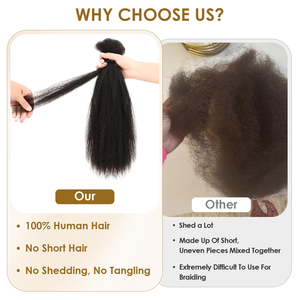 Extensiones de <span class=keywords><strong>Cabello</strong></span> Humano Remy Brasileño Originea, Pre-estirado, Doble Trama, <span class=keywords><strong>para</strong></span> <span class=keywords><strong>Trenzas</strong></span>, Estilo Afro Crespo Liso, 50g/paquete - Product Image 4