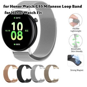 Bracelet en acier inoxydable Milanese Loop avec fermoir magnétique, bracelet de remplacement pour Honor Watch <span class=keywords><strong>GS</strong></span> 5 - Product Image 1