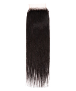 Venta al por mayor de extensiones de cabello humano de visón brasileño 4x4 de tejido recto Remy máquina de pelo de doble trama parte libre de pelo crudo de la cutícula - Product Image 1