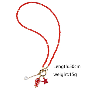 Novedad, Collar de Verano en Oferta, Collar de Playa con Colgante de Pez y Perla, Cuentas de Semillas, para Mujer - Product Image 4