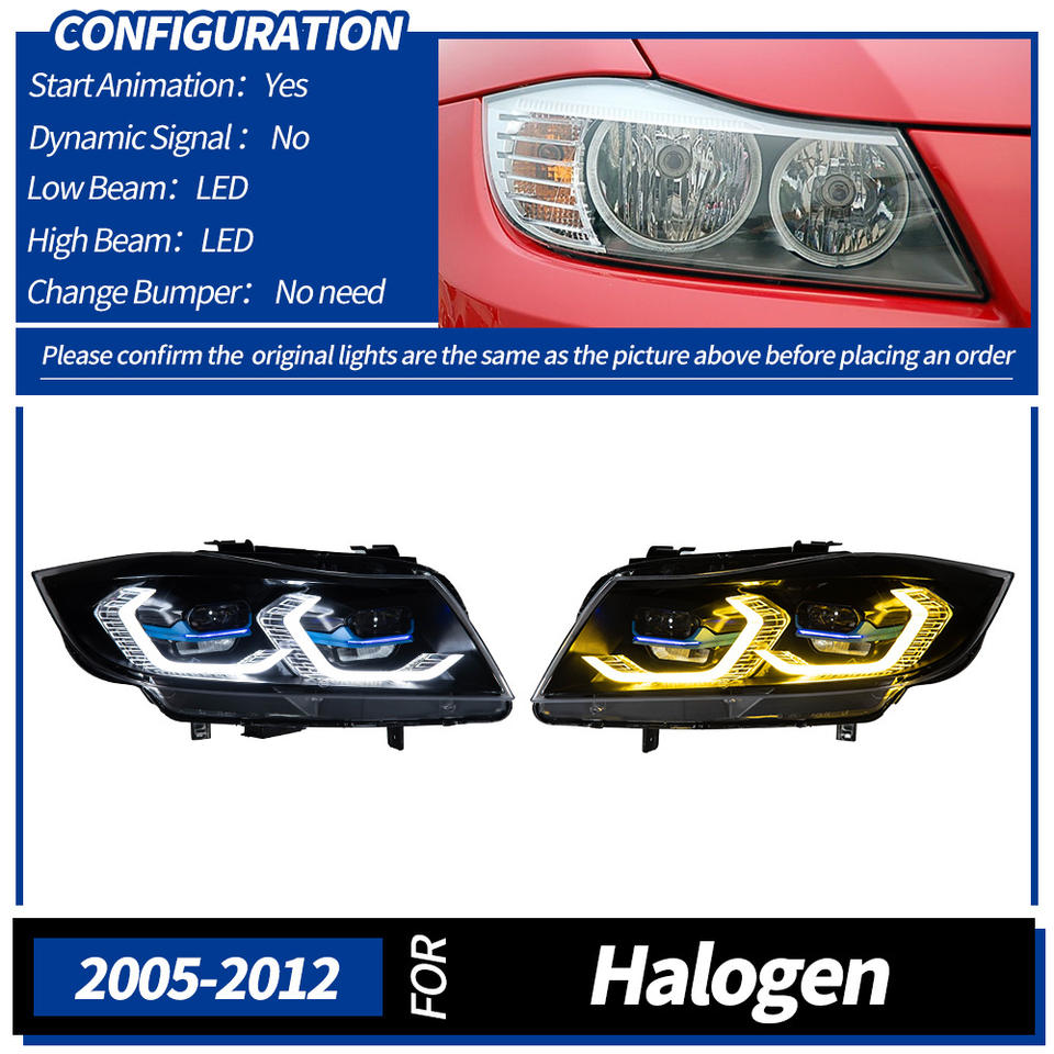 Hxfg For 3 Series E90 Headlight 2005-2012 Upgrade M3 Style Spoon Yellow ...