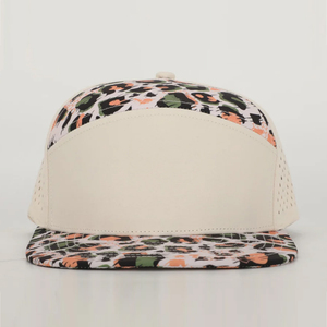 Chapeaux de camionneur léopard 7 panneaux à bord plat en maille Snapback Baseball Hat Stripe Patch Outdoor Headwear IVA-C-H-33-7 - Product Image 4