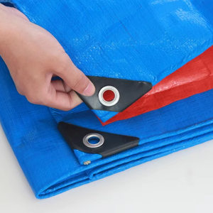 Fabricant de bâches en PE, bâche imperméable de 180 g/m², couleur orange/bleu, avec œillets - Product Image 3