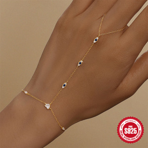 Phụ Nữ Phổ Biến 925 Sterling Silver Cubic Zirconia Handchain Ngón Tay Vòng Đeo Tay Mạ Vàng Lời Hứa Kỷ Niệm Đồ Trang Sức Bán Buôn - Product Image 5