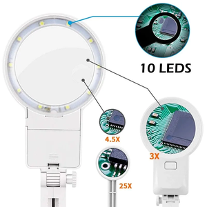 <span class=keywords><strong>Lupa</strong></span> de tercera mano LED de soldadura 3X 4.5X 25X de escritorio profesional RS con Clip auxiliar fuente de alimentación externa USB - Product Image 6