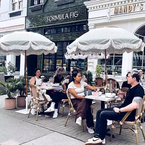 Sombrillas de Playa Personalizadas de Lujo, Portátiles, de <span class=keywords><strong>8</strong></span> Pies, Estilo Boho Vintage, con <span class=keywords><strong>Poste</strong></span> de <span class=keywords><strong>Madera</strong></span>, Lona Blanca con Flecos y Borlas - Product Image 4