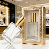 Flacon pulvérisateur de parfum rectangulaire en verre 30 50 100 ml avec bouchon doré de luxe et pompe pulvérisatrice polie pour crème visage et diffuseur à bâtonnets