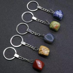 HZ Rose <strong>Crystal</strong> Quartz Tumble <strong>Keychain</strong> <strong>Crystal</strong> Stone <strong>Key</strong> Chain Stone Charm Pendants <strong>Keyrings</strong> - Product Image 2