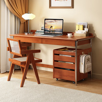 Escritorio Moderno para Oficina en Casa con Estante de Almacenamiento Integrado y Silla Ergonómica para Estudiar y Trabajar desde Casa