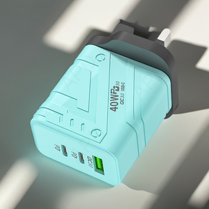 Adattatore di alimentazione da viaggio colorato per iPhone Laptop QC3.0 per la testa di ricarica rapida USB Standard UK da 40W GAN - Product Image 2