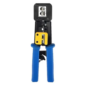 Outil de sertissage professionnel pour connecteurs RJ45, RJ12, RJ11, dénudeur et coupe-câbles avec mâchoire réglable pour câbles réseau - Product Image 1