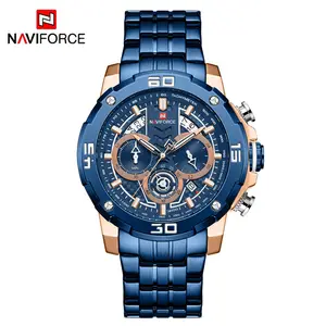 NAVIFORCE 9175 Men Watch Business Quartz Sport Chronograph Top Luxury Brand Fashion Casual 3ATM Waterproof Blue Date Analog