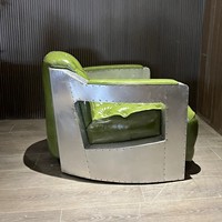 Fauteuil individuel en aluminium et cuir, style industriel aérospatial rétro, design créatif, pour salon, fauteuil de pilote décontracté