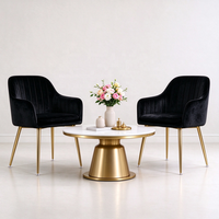 Fauteuil de salon de luxe en velours, chaise d'appoint rembourrée avec rembourrage en mousse, pieds en métal doré