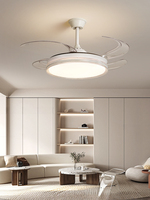 Ventilateur de plafond rétractable LED moderne de 42 pouces avec éclairage, télécommande et haut-parleur Bluetooth, style lustre décoratif