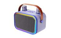 Mini haut-parleur karaoké sans fil Bluetooth portable avec 2 micros, lumières LED RGB, changeur de voix, Bluetooth 5.4, prise en charge AUX et carte TF