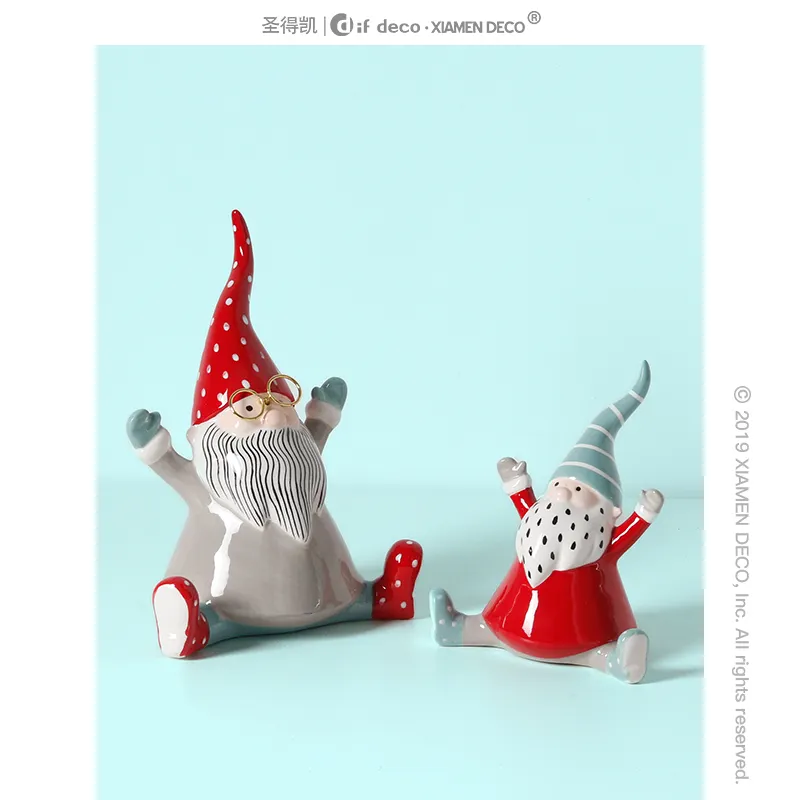 Custom Christmas Santa Claus Statue Figurine Decorative Ceramic Santa Clause Xmas Ornament Home Decor Accents Collectible