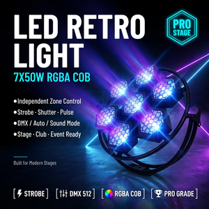 Projecteur de scène DJ Disco 7x50W RGBA Rétro Vintage LED Nid d'abeille 7 Yeux Effet Wash Strobe IP53 DMX512 pour Club Bar Événement Spectacle 95 - Product Image 1