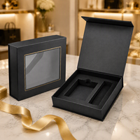 Boîte cadeau magnétique noire de luxe personnalisée, recyclable, en carton rigide mat avec fenêtre gaufrée pour l'électronique – Vente en gros
