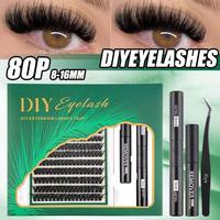 Kits d'extension de cils DIY : Cils en grappe segmentés 30P 40P 80P, courbure C D, 8-16mm