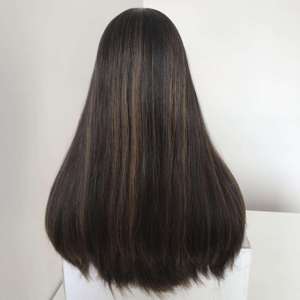 Perruque pour femmes juives orthodoxes avec racines foncées naturelles et couleur <span class=keywords><strong>caramel</strong></span> brun doré, <span class=keywords><strong>cheveux</strong></span> européens, dessus en peau, dentelle transparente - Product Image 1