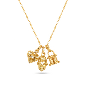 <span class=keywords><strong>Collana</strong></span> <span class=keywords><strong>con</strong></span> Ciondolo a Forma <span class=keywords><strong>di</strong></span> Cuore Hamsa Placcato Oro 18K Gemnel, in Ottone <span class=keywords><strong>con</strong></span> Zirconi, Catena alla Moda, <span class=keywords><strong>Collana</strong></span> Trendy - Product Image 1