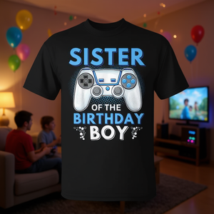 Camiseta a juego para hermana de cumpleaños con diseño de videojuego, promocional y personalizable - Product Image 3