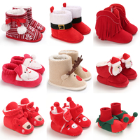 Dropshipping Products 2025 Fashion Christmas Cartoon Cute Warm Soft Boots Toddler Walkers Winter Baby Shoes