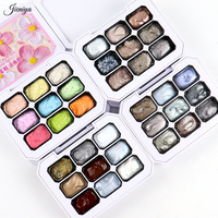 Vente flash - Gel UV 9 couleurs, palette de gel crémeux métallique pailleté, gel semi-solide pour nail art, pour manucure DIY avec éponge