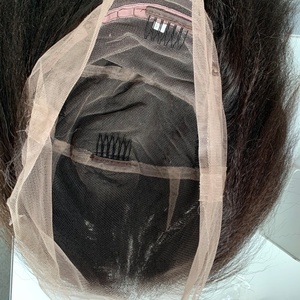 Perruque complète en dentelle CF181 en cheveux humains vierges Yaki noirs non traités, à raie libre, pour tressage, vente directe usine, 8-10 pouces, peut être tressée - Product Image 6