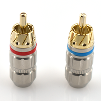 Connecteur RCA mâle plaqué or de type turbine, boîtier tout cuivre, pince à fil en laiton, connecteur audio DIY à souder, 12V 3A 5000 cycles
