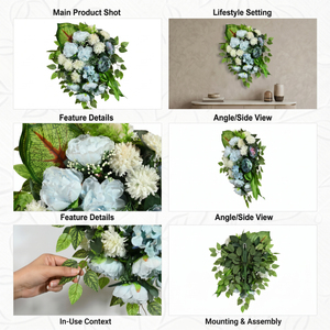 <b>Artificial</b> Blue White Flower <b>Bouquet</b> Decorative Wreaths and Swags Floral Arrangement for Home Wedding Event Decoration - Product Image 6