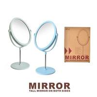 Nouveau cadre en plastique miroir cosmétique Double face dame Table bureau debout commode maquillage miroir rond bureau miroir rotatif