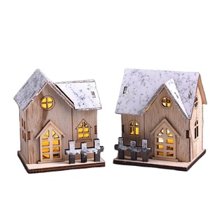 Mini LED Light Wooden <strong>House</strong> Figurines <strong>Christmas</strong> <strong>Village</strong> Ornaments for Home &amp; Party Table Gift Decoration - Product Image 3