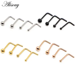 Vente en gros 1.5 2 2.5 3mm 20G Nez Stud Septum Nez Studs Crochets Bar L post Nez Anneaux Corps Piercing Bijoux En Acier Inoxydable