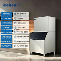 Machine à glace industrielle commerciale à grande capacité 1000 kg, production de glace en cubes clairs, faible consommation d'énergie
