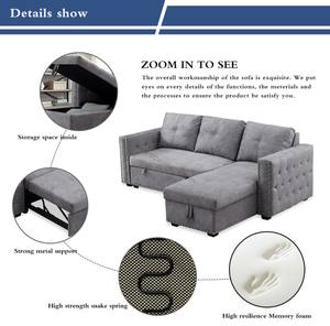 Sofá de esquina en forma de L de diseño moderno de Winforce, <span class=keywords><strong>chaise</strong></span> convertible con almacenamiento, sofá <span class=keywords><strong>cama</strong></span> con botones en el reposabrazos - Product Image 6
