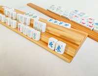 Supports doubles classiques en bois massif et support de carreaux de Mahjong poussoir Portable deux couches 19 pouces supports de jeu de Mahjong