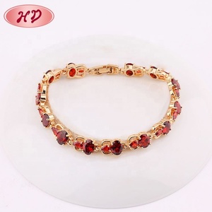 Bracelet chaîne en or rose 18 carats avec rubis pour femme, bijoux en rubis et zircon, vente en gros à bas prix à Guangzhou - Product Image 2
