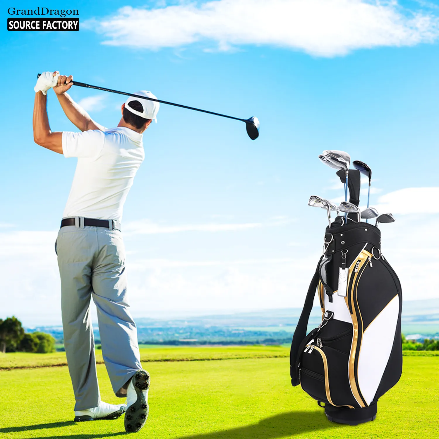 Design Custom Logo Golf Bag Waterproof PU Golfbags Strap Sunday Golf Stand Bags Golf Bag For Man