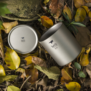 Keith Factory Customized Eco-Friendly Modern Design Portable Ultralight <b>Sandblasted</b> Silver Gray Titanium Double-Wall 300ml Cup - Product Image 4
